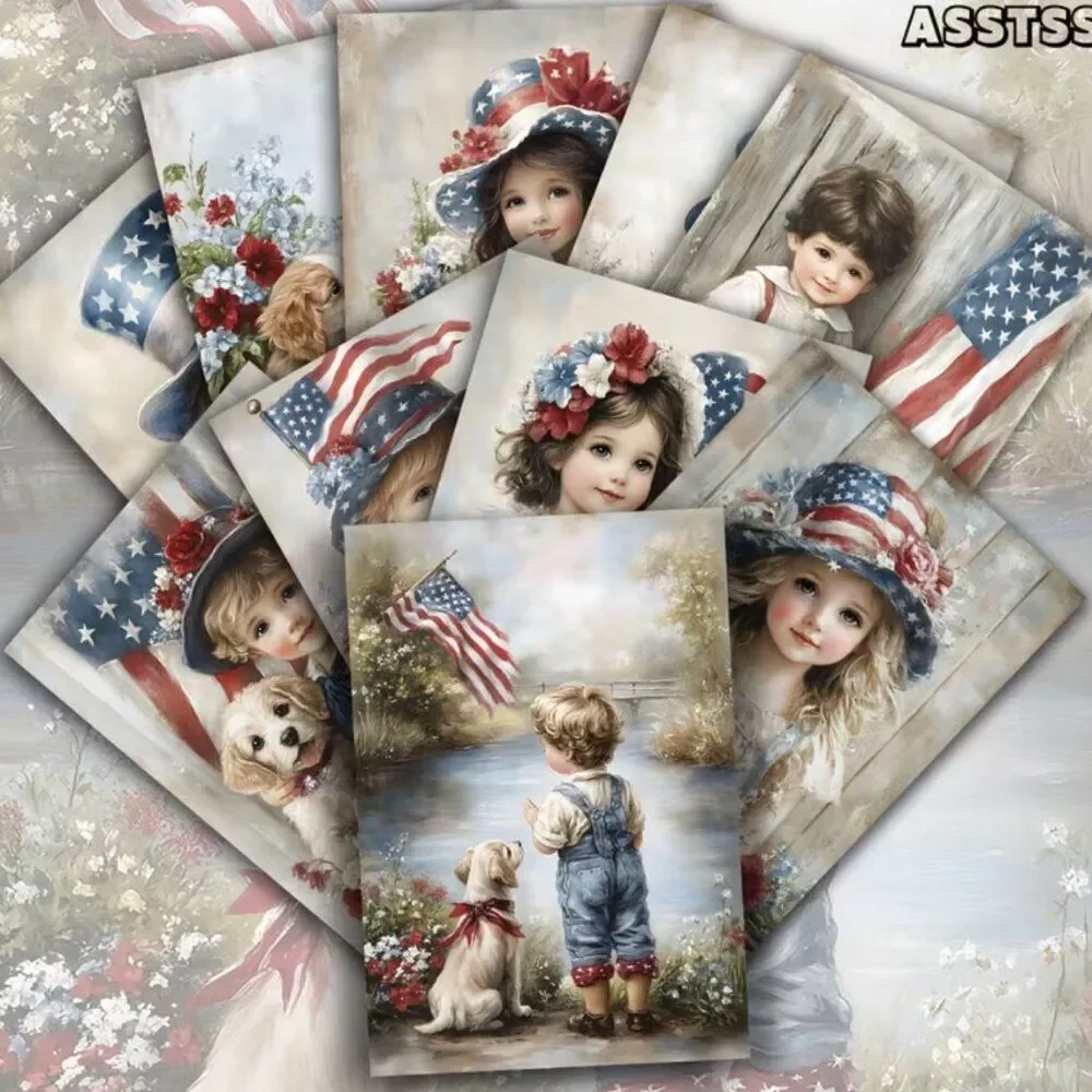 NWT 20pc Vintage Patriotic Scrapbook Paper 4th of July Junk Journal Art Crafts